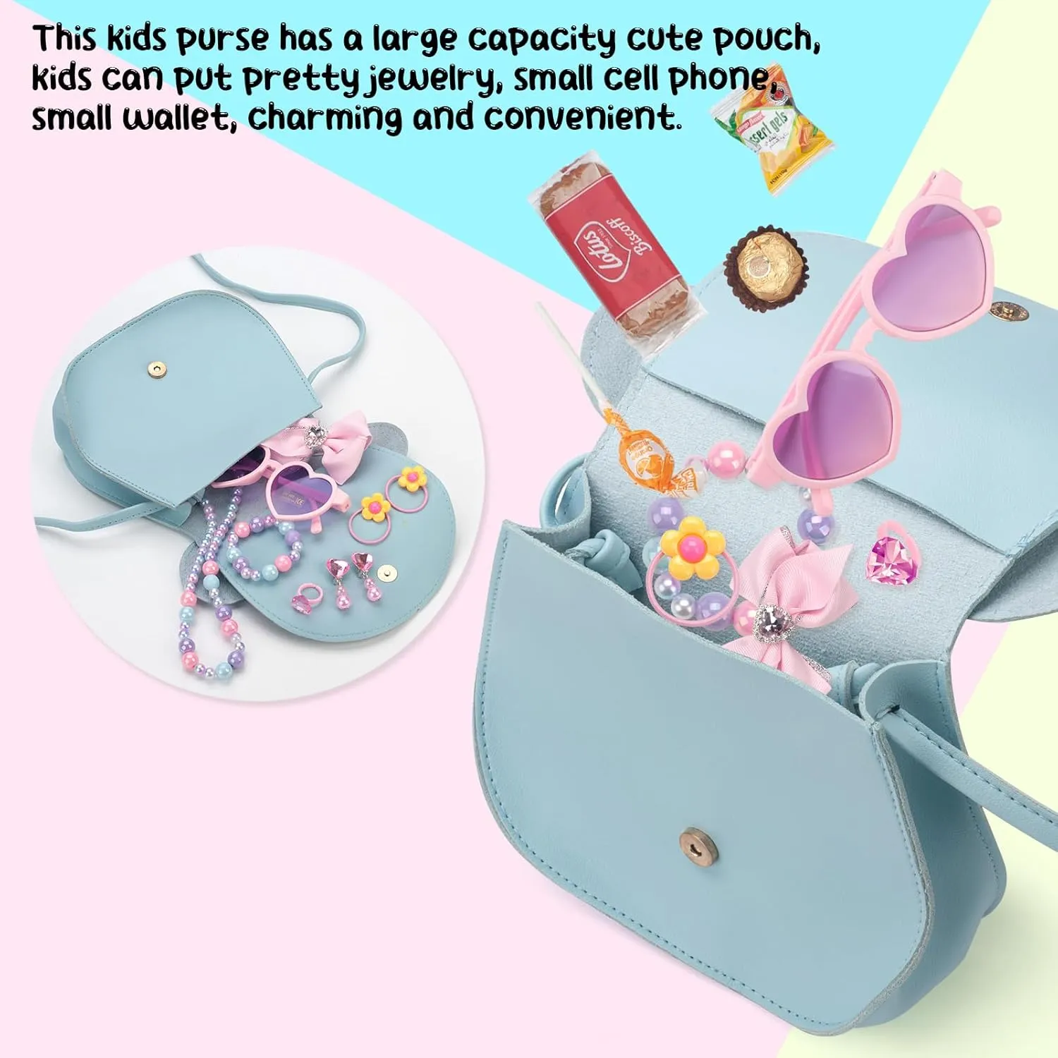 Kids Purse Toddler Gifts for Girls, Cute Little Girls Purse Mouse Ear Crossbody Bag, Princess Handbags for Age 3-14