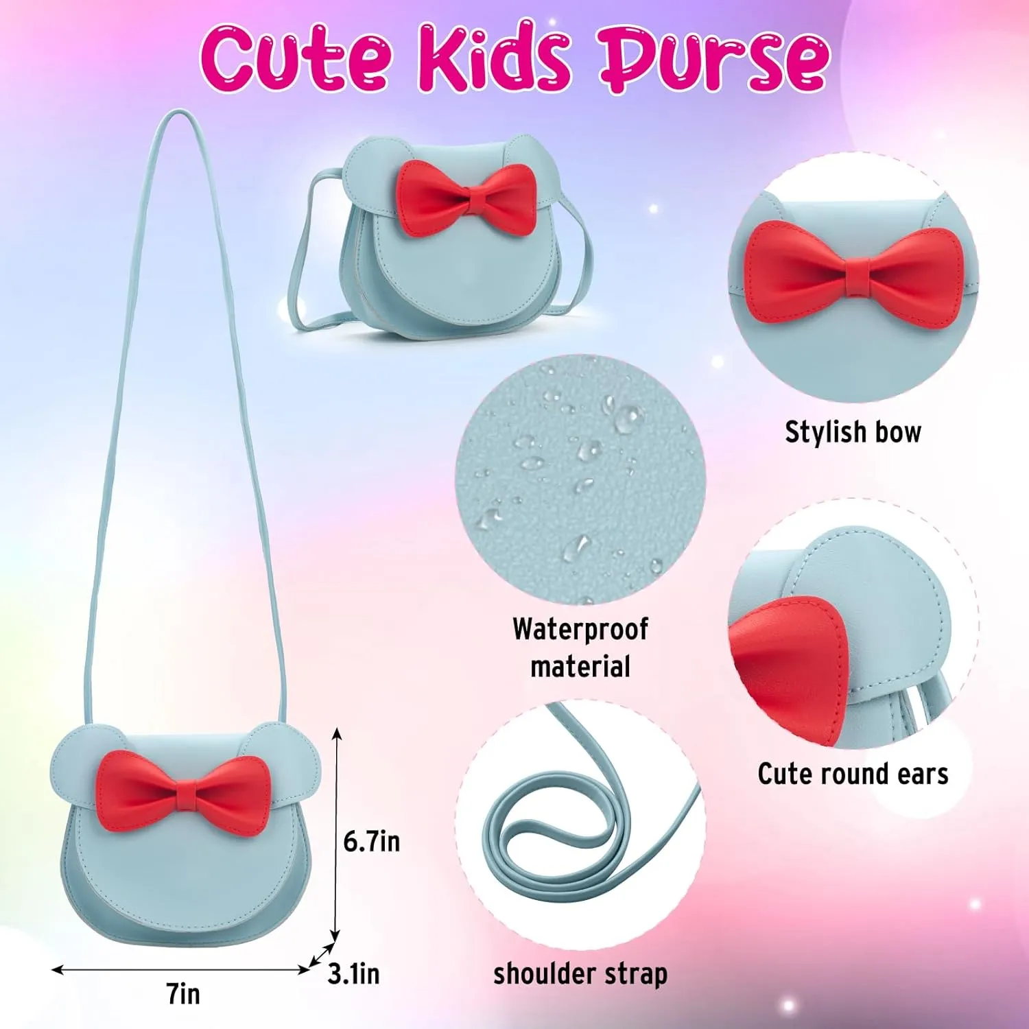 Kids Purse Toddler Gifts for Girls, Cute Little Girls Purse Mouse Ear Crossbody Bag, Princess Handbags for Age 3-14