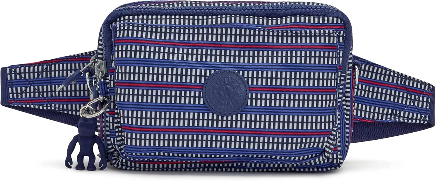 Kipling womens WomenÂ’s Abanu Multi Bag, Lightweight, Adjustable Nylon Waist Pack With Multi-compartment Convertible Crossbody Bag, Blue Geo Print, Small US