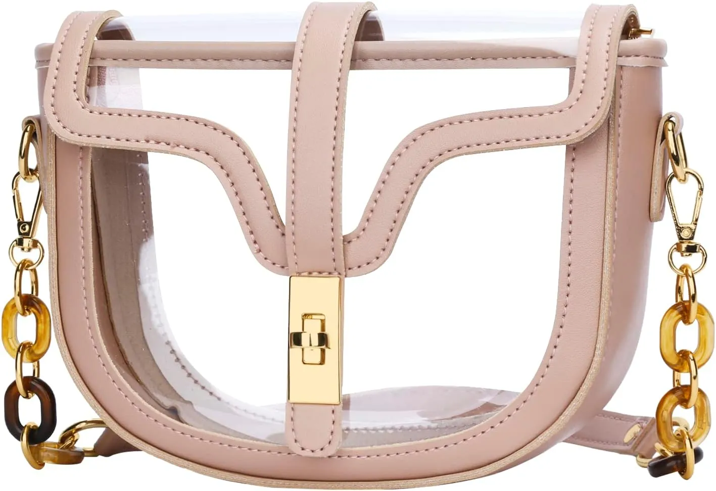 KKXIU Clear Crossbody Bag for Women Stadium Approved Vegan Leather Concert Shoulder Sports See-Through Purse