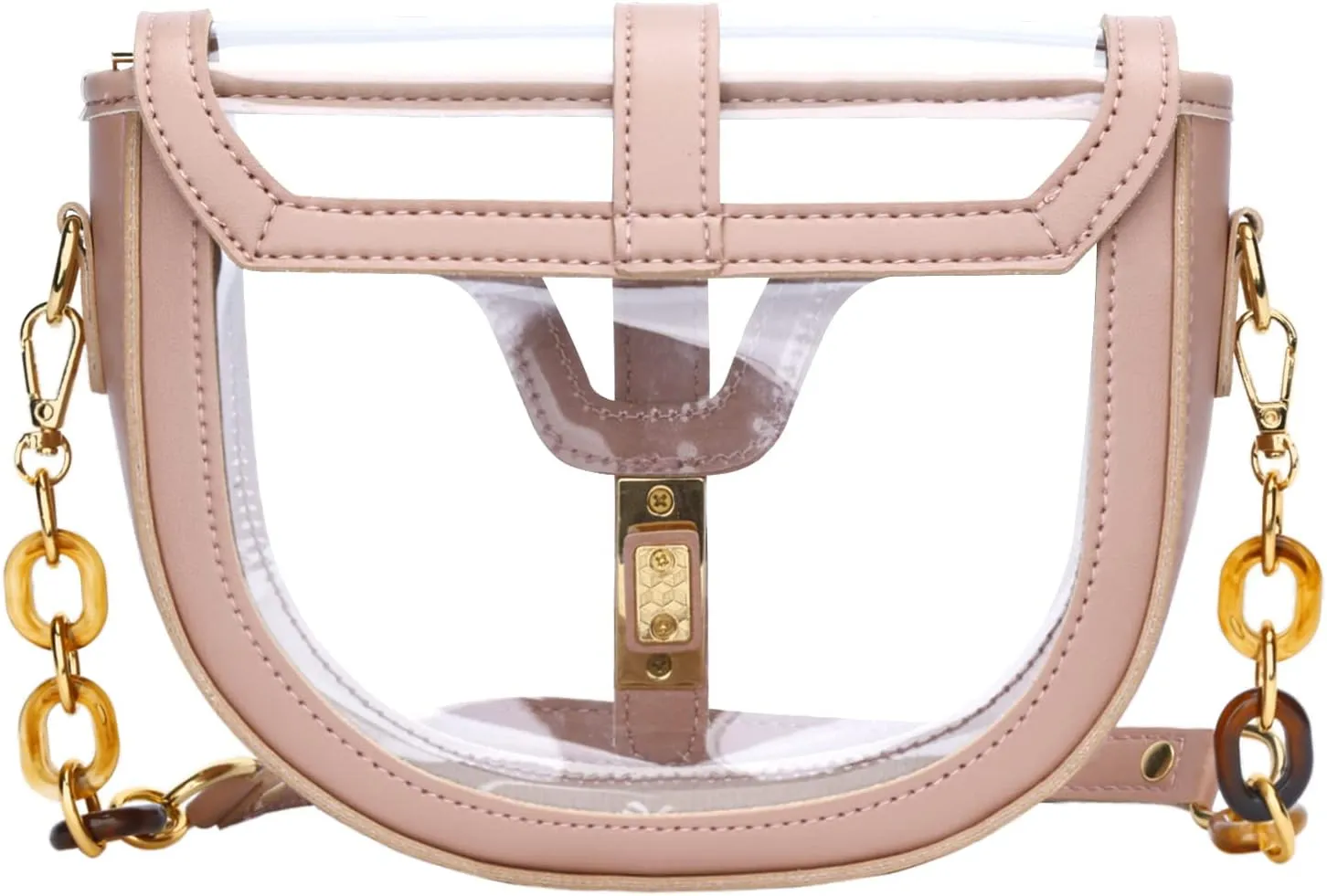 KKXIU Clear Crossbody Bag for Women Stadium Approved Vegan Leather Concert Shoulder Sports See-Through Purse