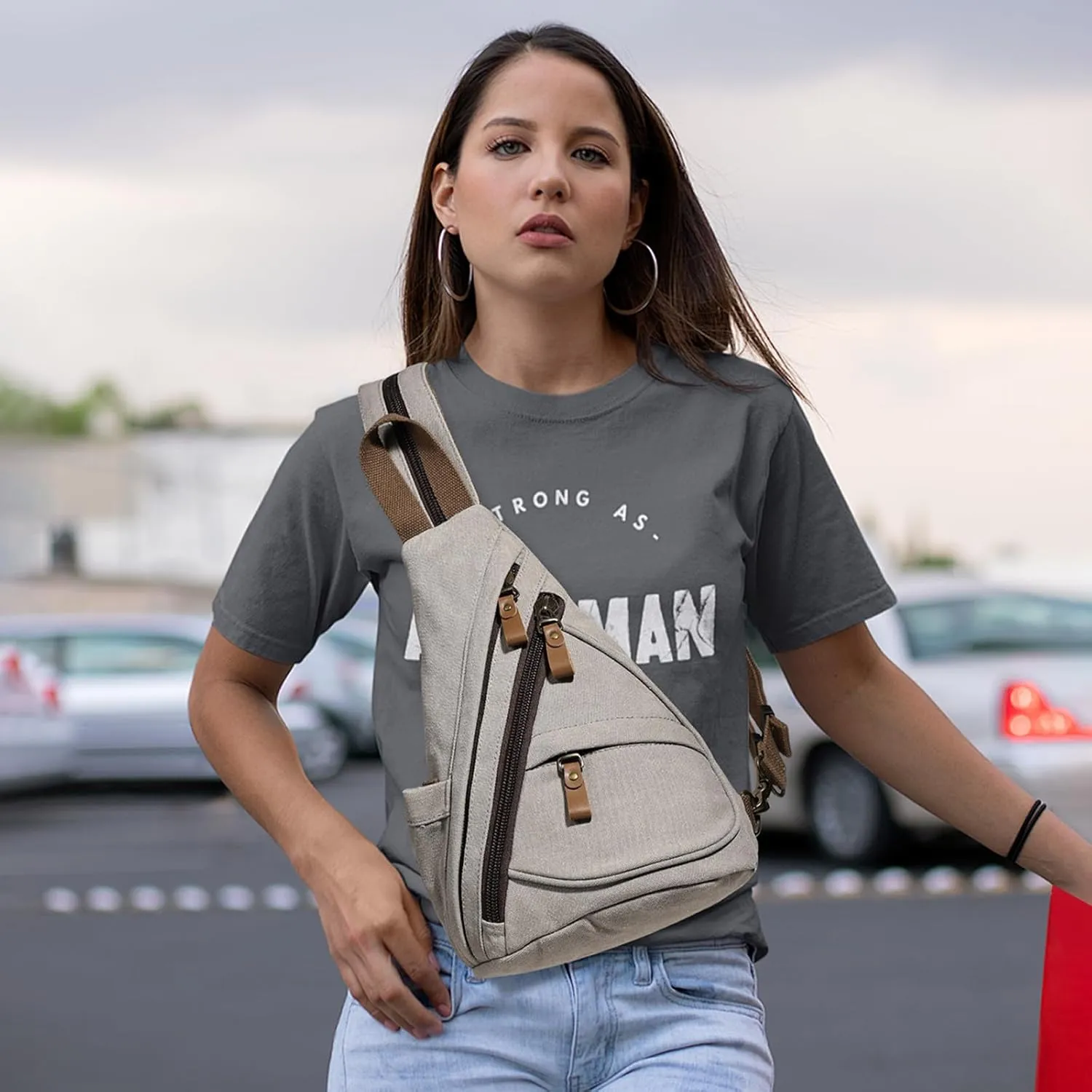 KL928 Canvas Sling Bag - Small Crossbody Backpack Shoulder Casual Daypack Rucksack for Men Women(Small Version)