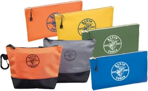 Klein Tools 80056 Tool Bag Storage Kit, 1680d Stand-Up and Canvas Zipper Pouches, Assorted Colors, 6-Piece