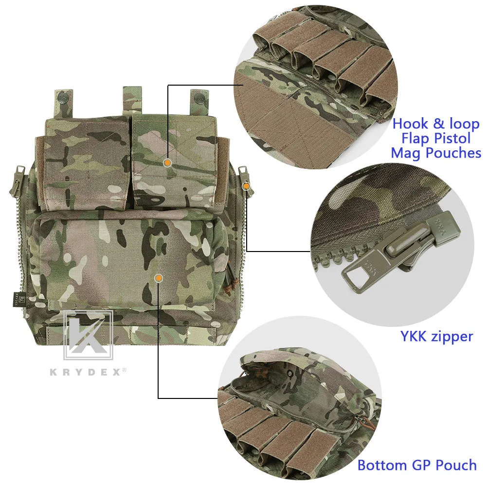KRYDEX Quick Zip-ON Panel Hydration Pack Platebag Tactical Pouch for CPC JPC2.0 Plate Carrier