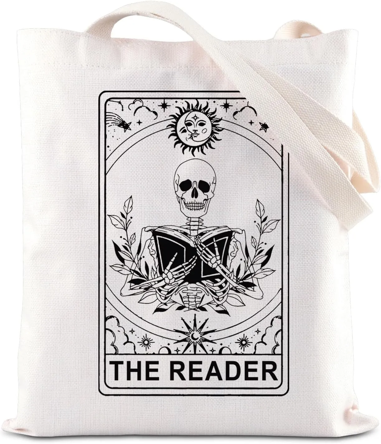 KUIYAI Tarot Card Reader Inspired Shoulder Bag - Bookish Book Lover Gift Gothic Romance Skeleton Canvas Tote