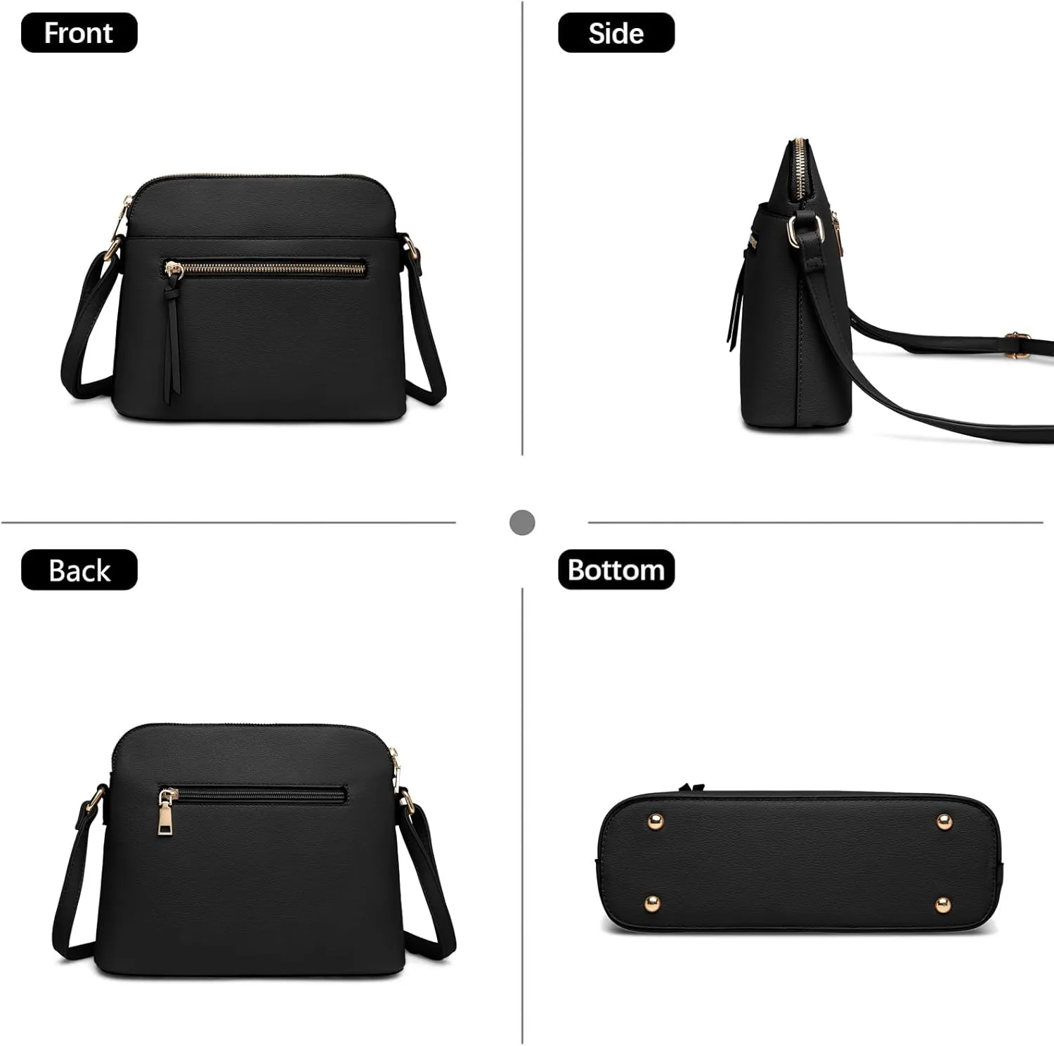 LA TERRE Small Crossbody Bag, Dome Shoulder Bag with Zipper Pocket Adjustable Strap