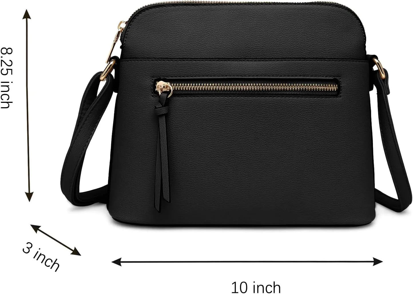 LA TERRE Small Crossbody Bag, Dome Shoulder Bag with Zipper Pocket Adjustable Strap