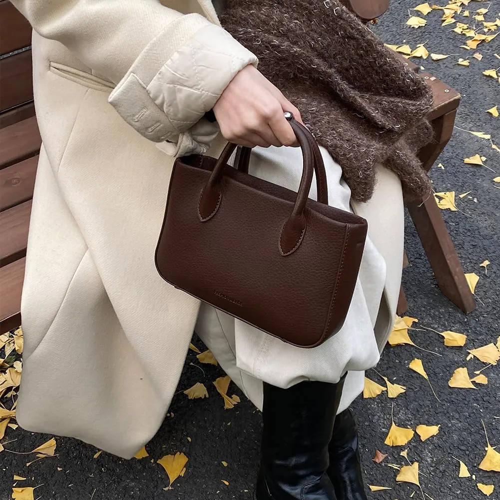 Ladies Maillard Handbag Detachable Strap Vintage Crossbody Bag PU Leather All-Match Shoulder Bag Travel Shopping Com