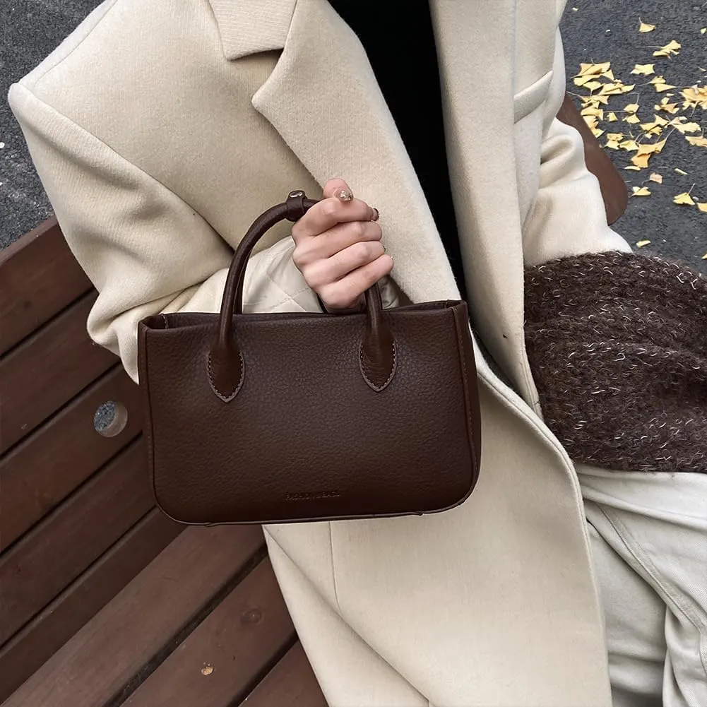 Ladies Maillard Handbag Detachable Strap Vintage Crossbody Bag PU Leather All-Match Shoulder Bag Travel Shopping Com