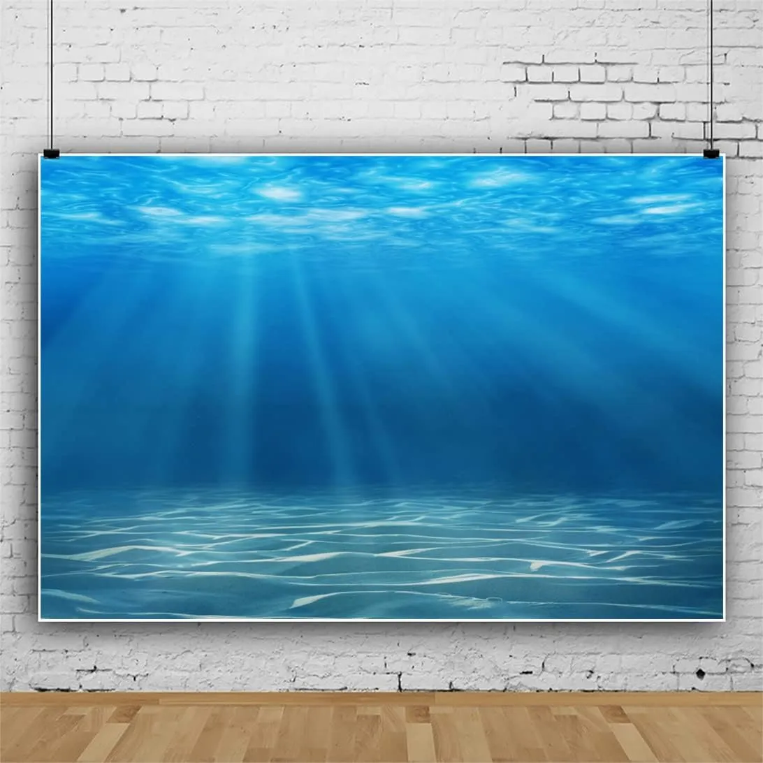 Laeacco Underwater World Background 13x8ft Photography Background Undersea Sunlight Deep Blue Water Sun Ray Backdrop Seabed Children Birthday Home Decoration Party Kid Boy Newborn Photo Studio Props