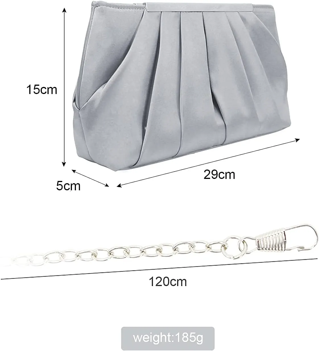 Lanpet Women's Satin Evening Clutch Bag Elegant Pleated Formal Handbag Simple Classic Purse for Women