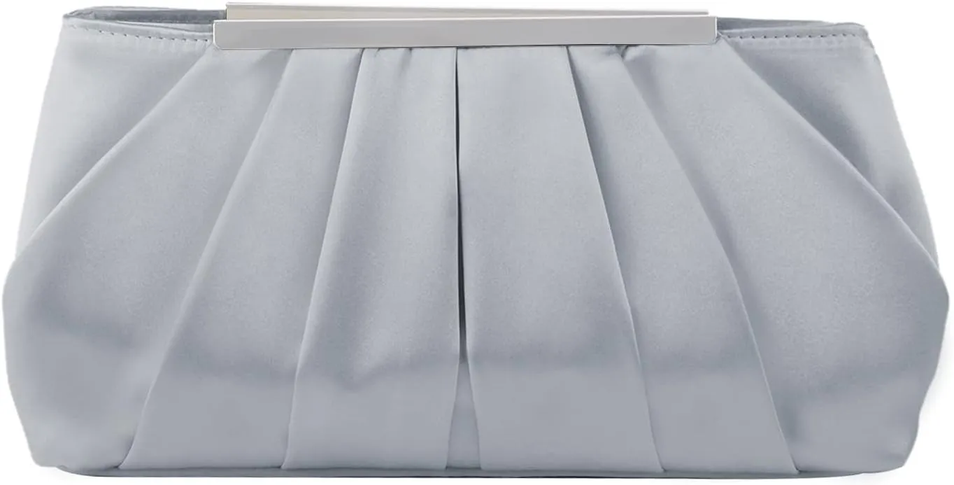 Lanpet Women's Satin Evening Clutch Bag Elegant Pleated Formal Handbag Simple Classic Purse for Women