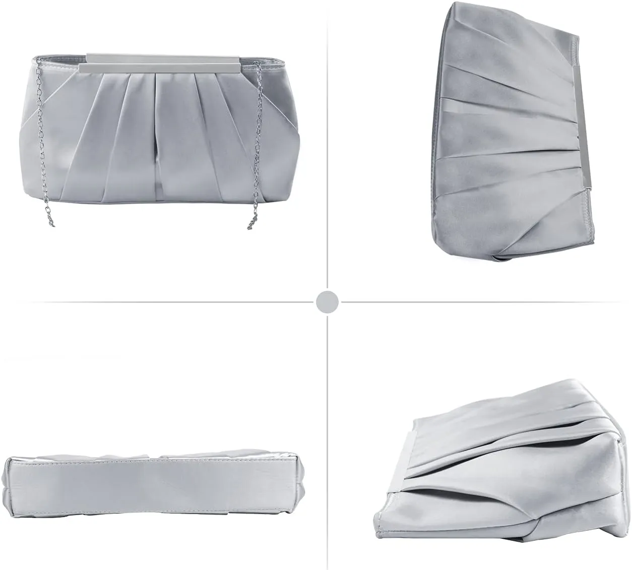 Lanpet Women's Satin Evening Clutch Bag Elegant Pleated Formal Handbag Simple Classic Purse for Women
