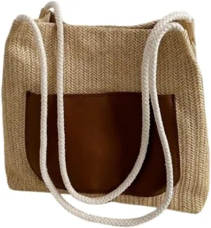 Large capacity Bag Simple and Stylish Straw Crossbody Bag: Start a Dynamic Outing Mode Ladies shoulder Bag(Marrone)