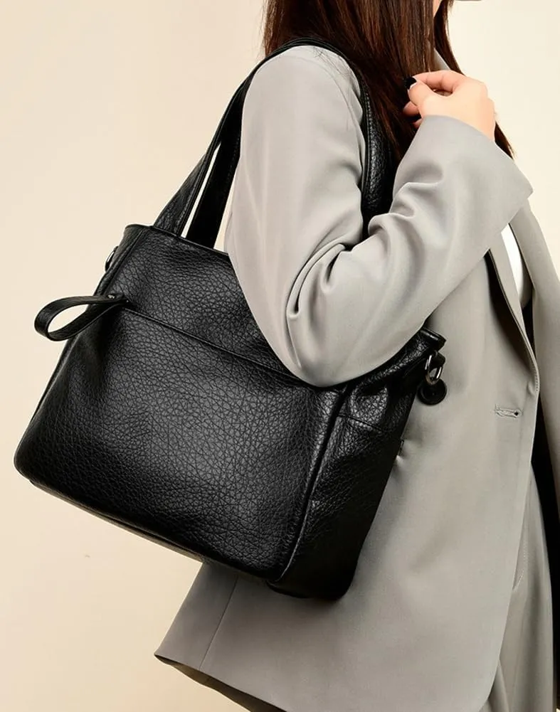 Large Vegan Leather Tote Bag for Women Soft Working Shoulder Crossbody Purse Casual Handbag Multi Pocket Satchel