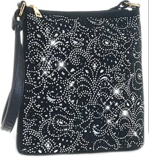 Laser Cut Bling Cross Body Bag Rhinestone Purse