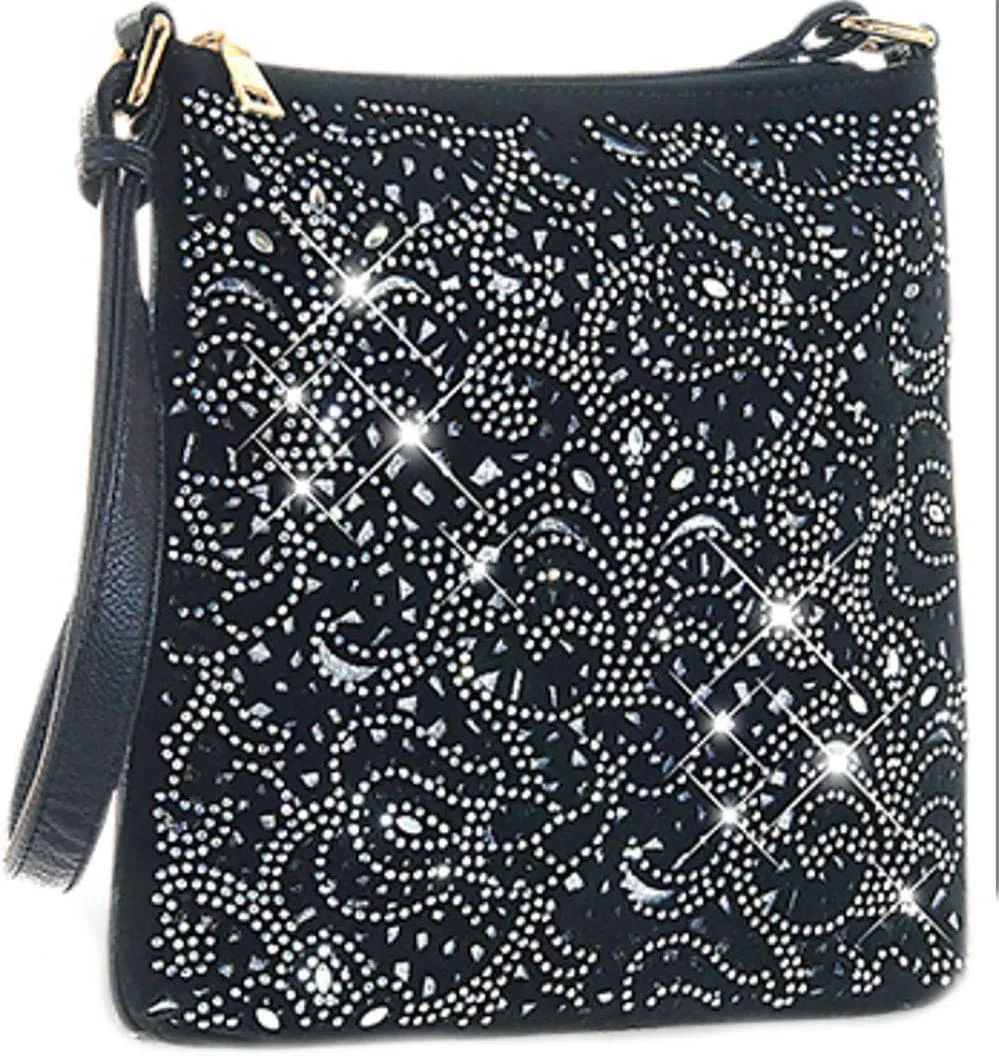 Laser Cut Bling Cross Body Bag Rhinestone Purse