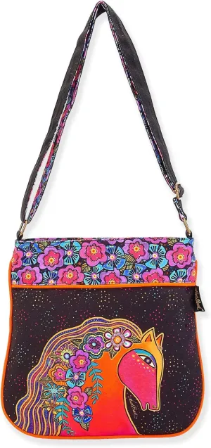 Laurel Burch Blaze Horse Crossbody Shoulder Bag Purse - Women Cotton Canvas Multicolor Handbag Multicolor