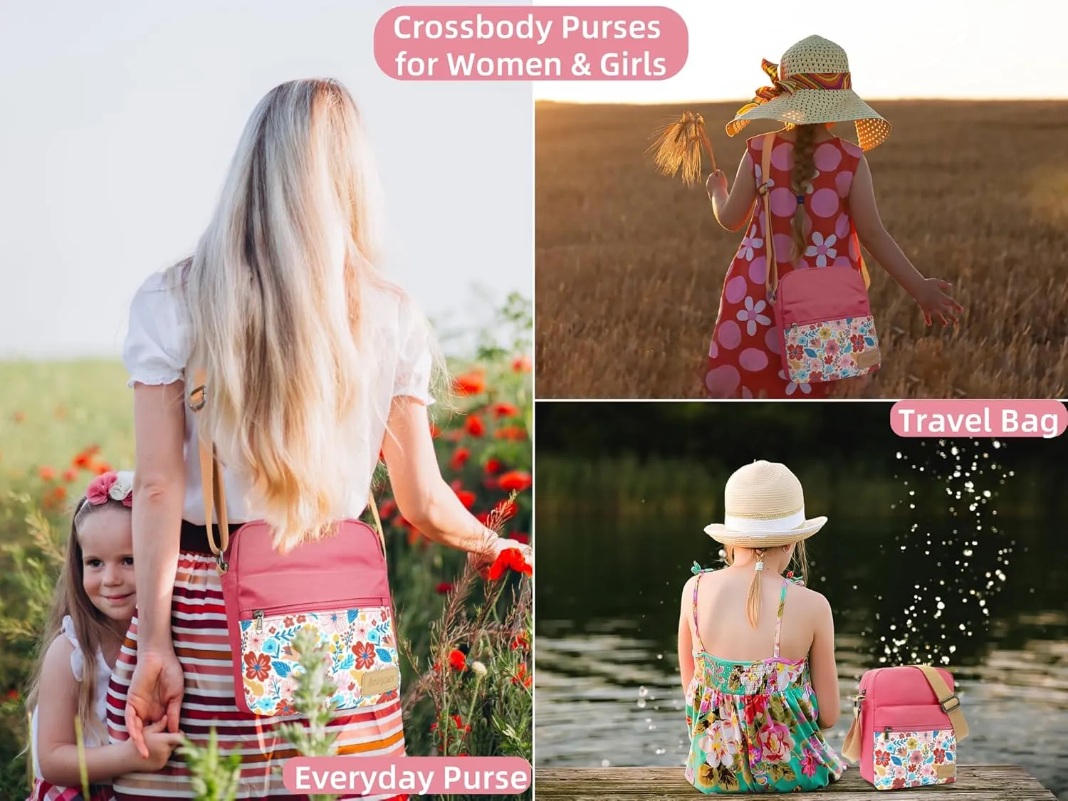 Leaper Girls Crossbody Purses for Kids 2 PCS Cross Body Bag Women Messenger Bag Girls Canvas Bag Cross Body Purse Set
