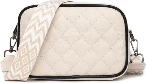 Leather Crossbody Bag for Women, Small Purse Shoulder Bag with Wide Strap, Zipper Pocket, Crossbody Handbag for Women