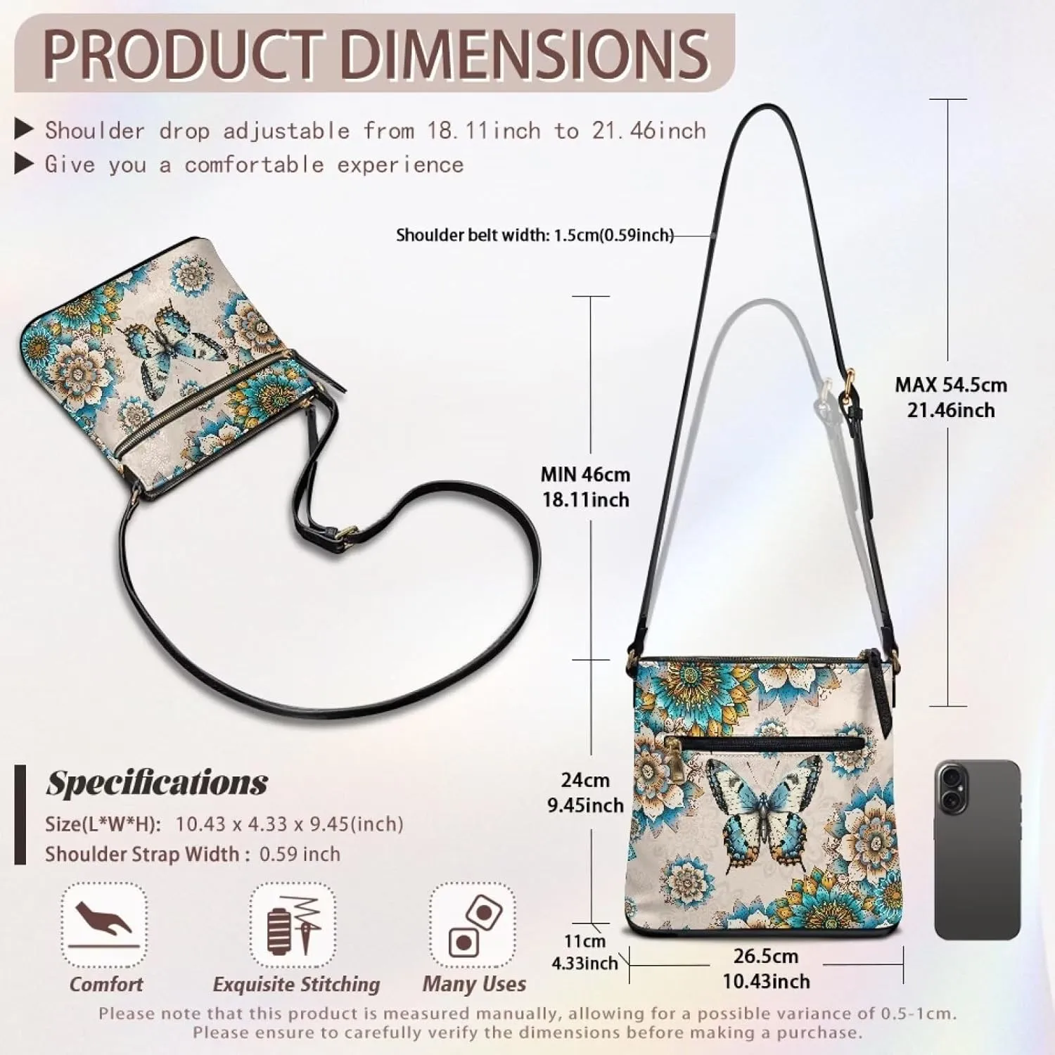 Leather Crossbody Bags for Women Travel Cell Phone Purse with Adjustable Strap Fashion Shoulder Handbag Wallet