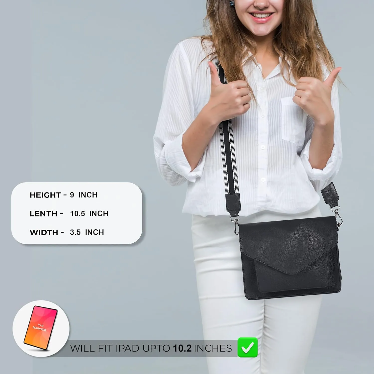 Leather Flapover Crossbody Handbag Purse for Women with Adjustable Strap & Overflap Snap Closure Tote/Bag