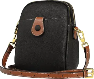 Leather Small Crossbody Cell Phone Purse for Women Designer Retro Zipper Purses Mini Wallet Bag with Credit Card Slots