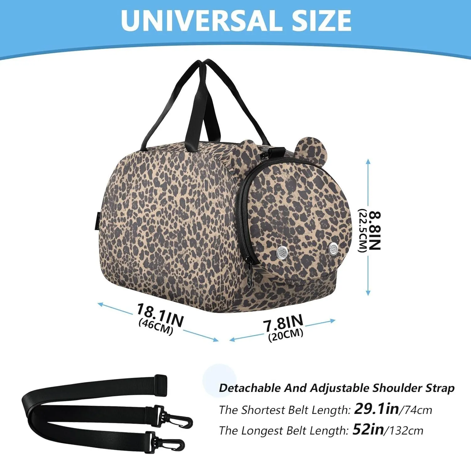 Leopard Print Pattern Sling Purse Crossbody with Shoes Compartment Trendy Over Shoulder Purse for Have a meal