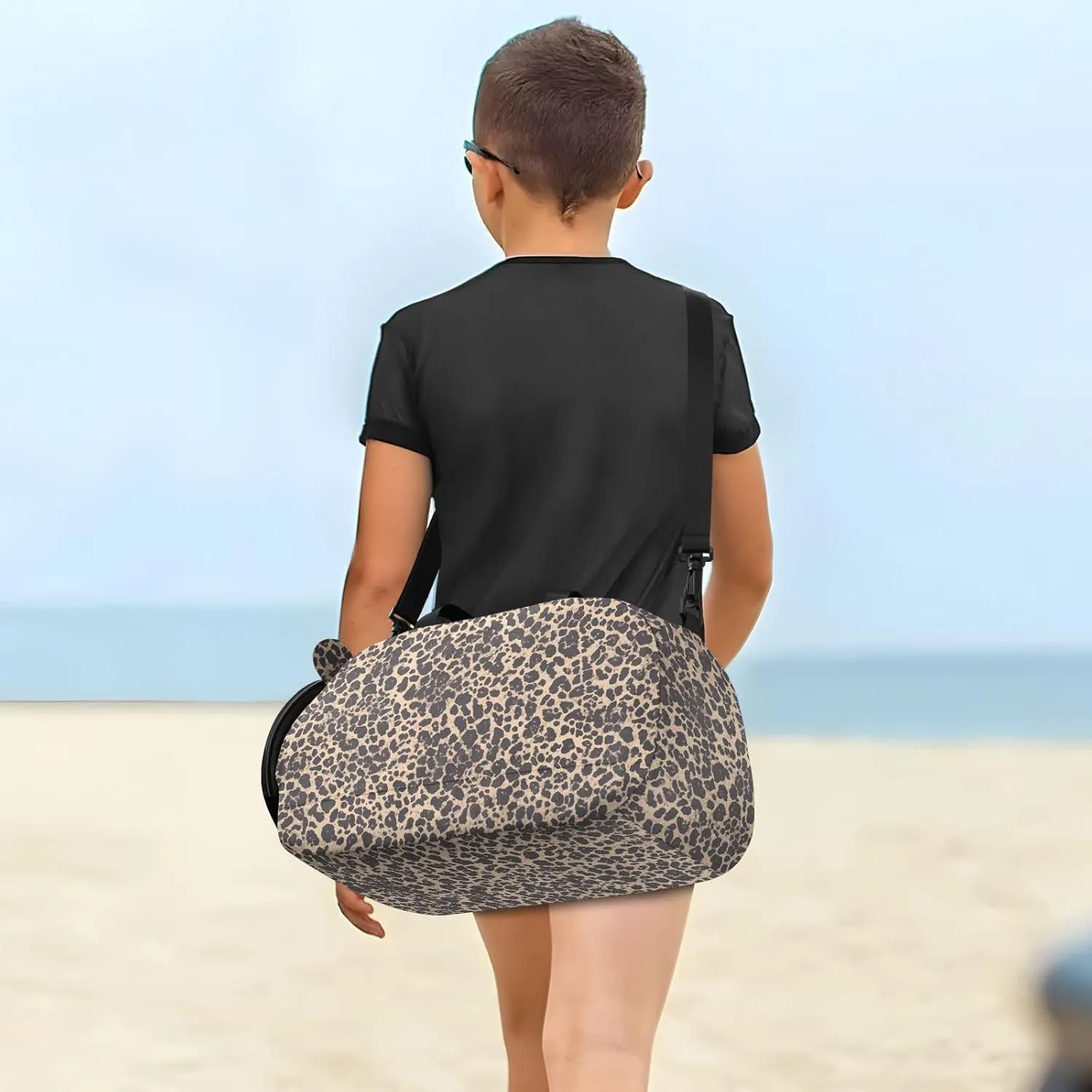 Leopard Print Pattern Sling Purse Crossbody with Shoes Compartment Trendy Over Shoulder Purse for Have a meal