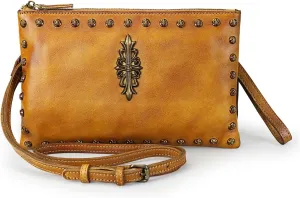 LETEULO Womens Crossbody Bag Leather Handmade Shoulder Bag Clutch Wristlet Handbags Purse