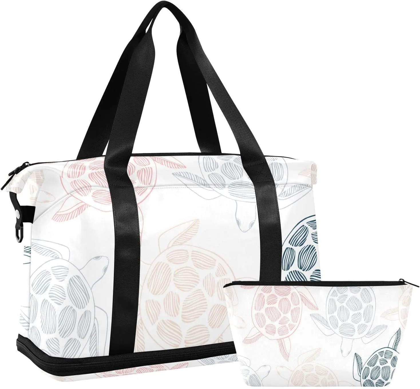 Light Chroma Turtle Versatile Sports Travel Bag - Lasting Twill Tote, Removable Wheel & Rod Bagging, Multi-pocket Design, Complimentary Makeup Bag