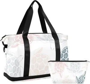 Light Chroma Turtle Versatile Sports Travel Bag - Lasting Twill Tote, Removable Wheel & Rod Bagging, Multi-pocket Design, Complimentary Makeup Bag