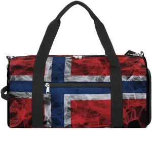 Lightweight Norway Flag Smoke Style Duffle Bag with Shoe Compartment and Wet Pocket for Gym