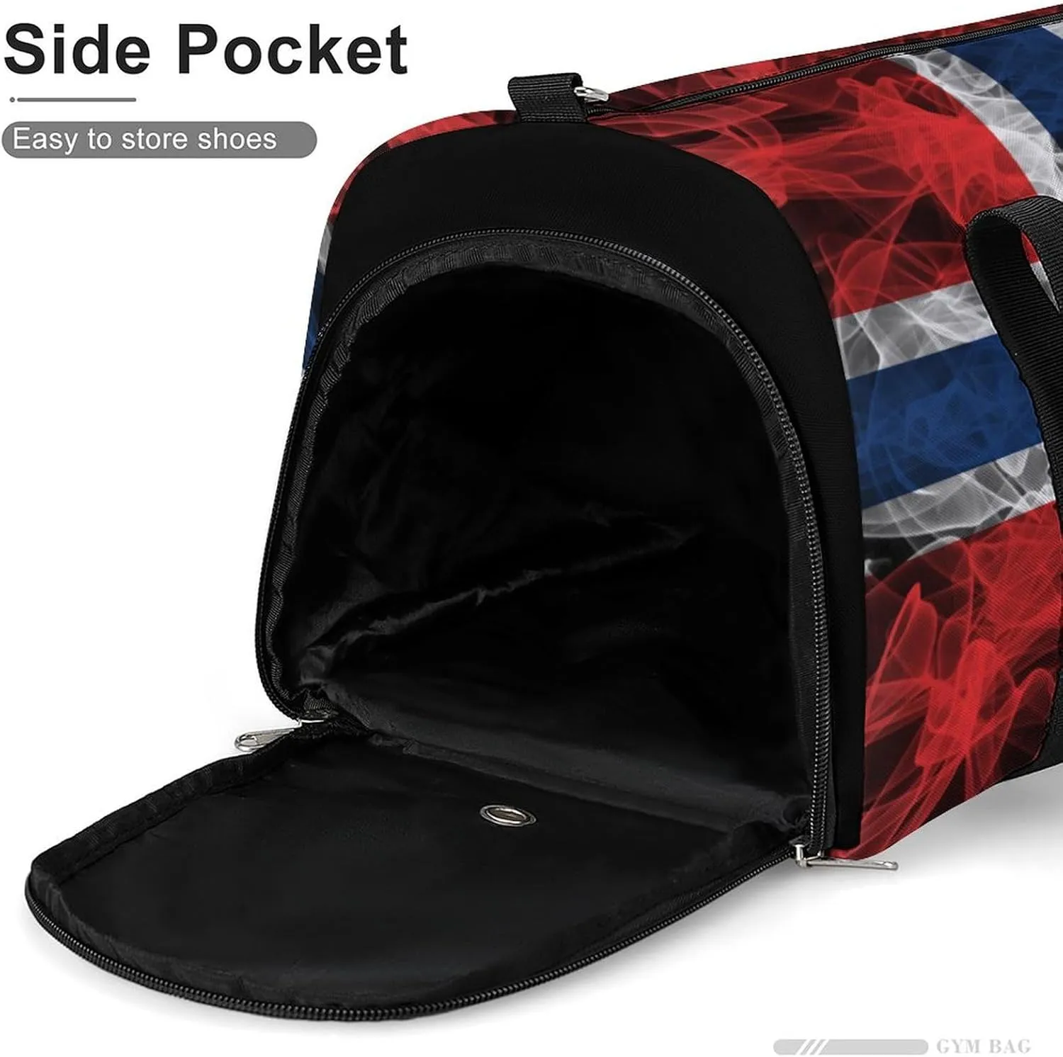 Lightweight Norway Flag Smoke Style Duffle Bag with Shoe Compartment and Wet Pocket for Gym