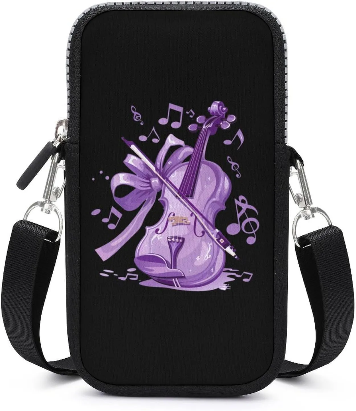 Lilac Violin Crossbody Bag for Women Men Phone Purses Shoulder Bag Handbag