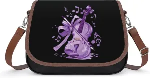 Lilac Violin Crossbody Bags for Women PU Leather Tote Bag Purse Shoulder Bag for Travel Office