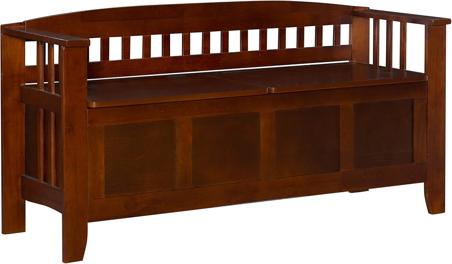 Linon Home Decor Storage Bench with Short Split Seat Storage, Walnut, 50 inchw x 17 inchd x 25.25 inchh.
