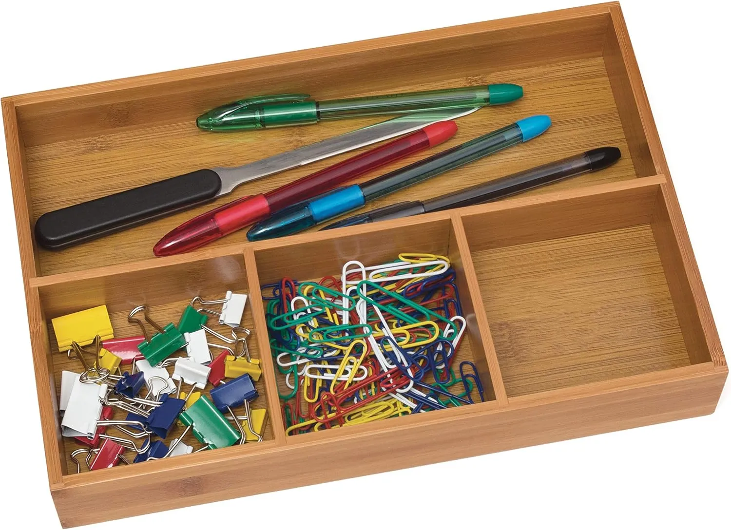 Lipper International 824, Bamboo Wood 4-Compartment Organizer Tray, 11 5/8" x 7 7/8" x 1 3/4"