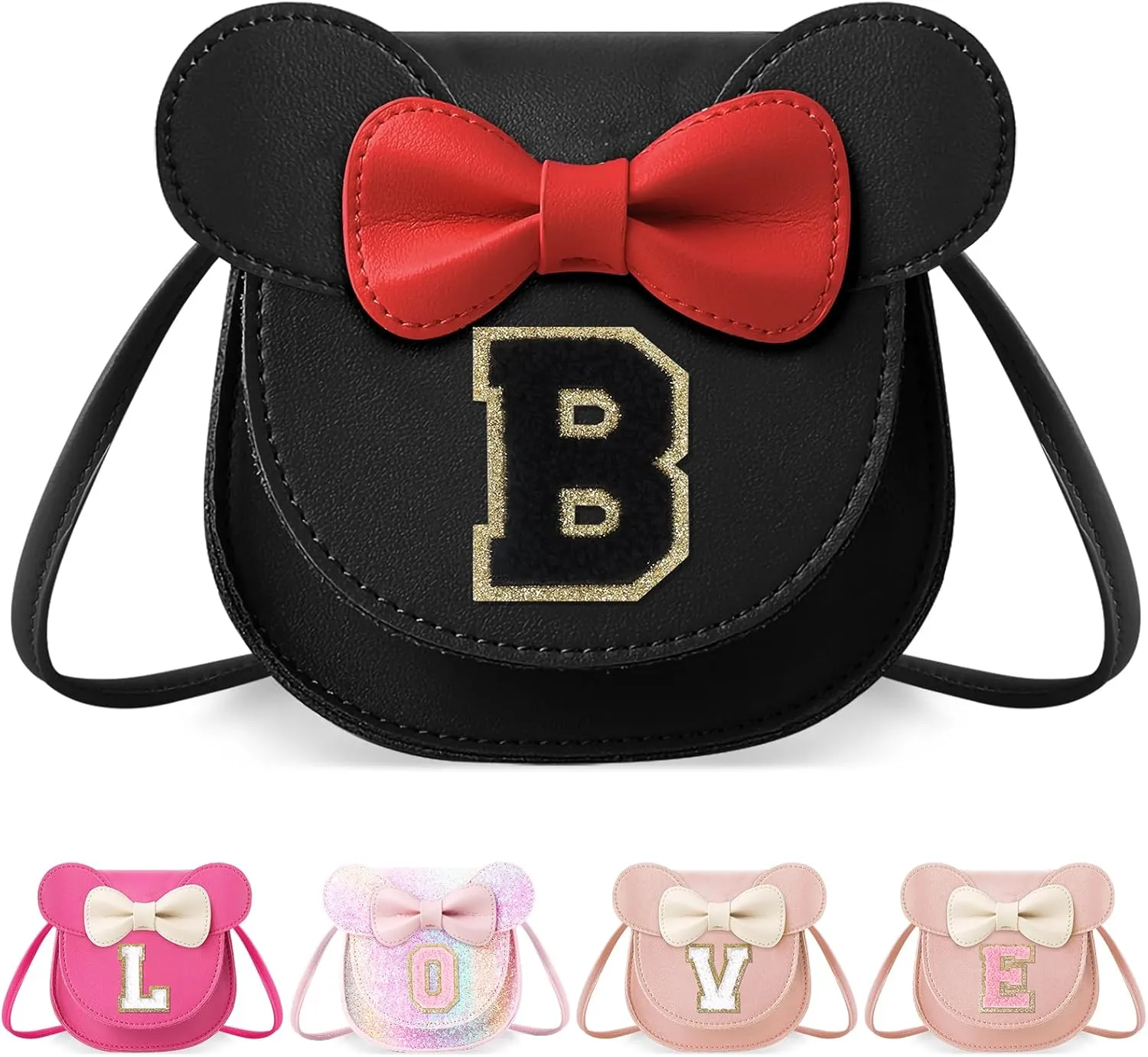 Little Girl Toddler Purse - Cute Mouse Ear Bow Crossbody Bag for 2-8 Year Olds - Birthday Gift