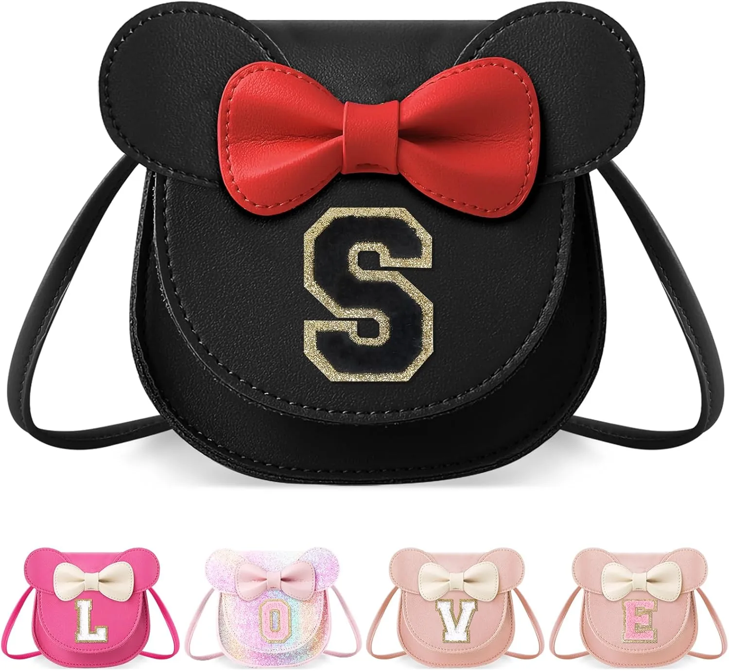 Little Girl Toddler Purse - Cute Mouse Ear Bow Crossbody Bag for 2-8 Year Olds - Birthday Gift