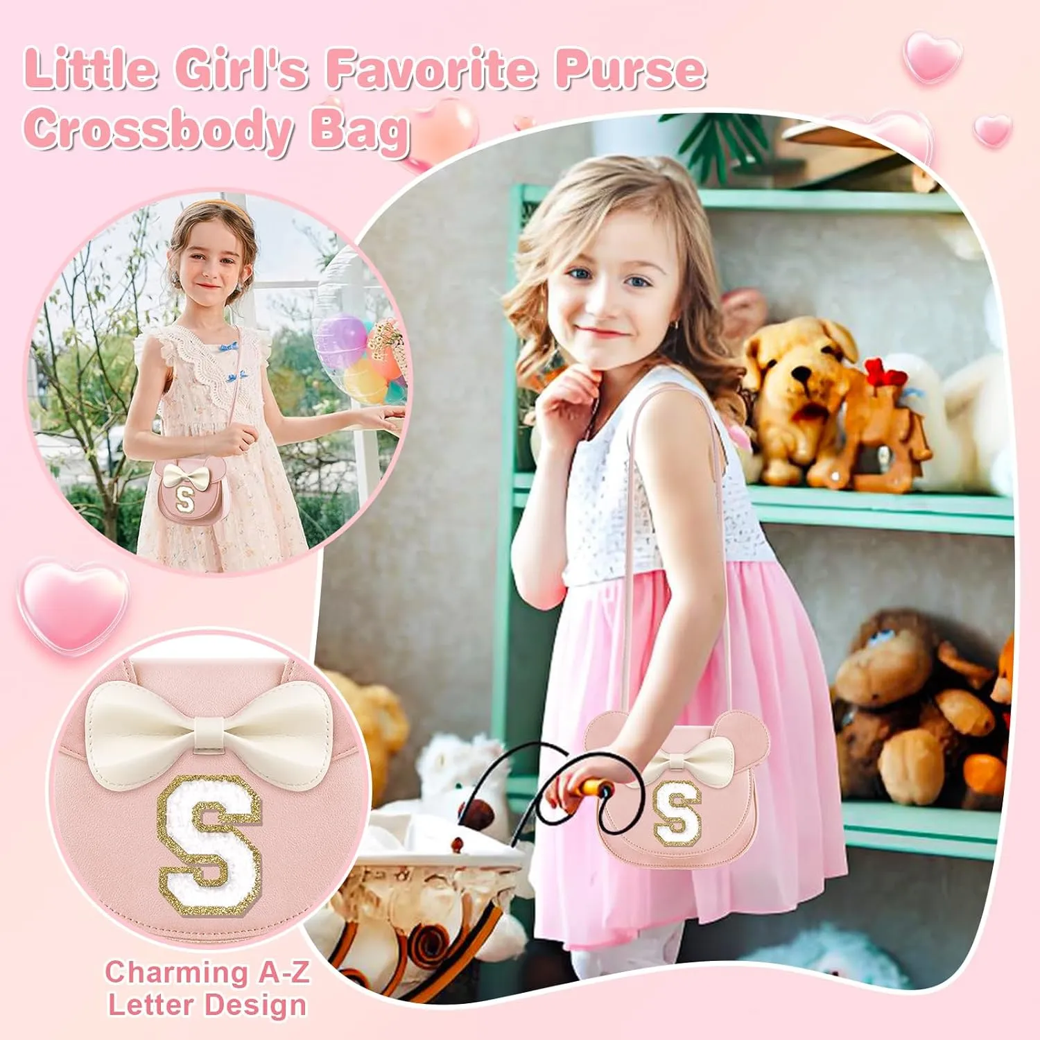 Little Girl Toddler Purse - Cute Mouse Ear Bow Crossbody Bag for 2-8 Year Olds - Birthday Gift