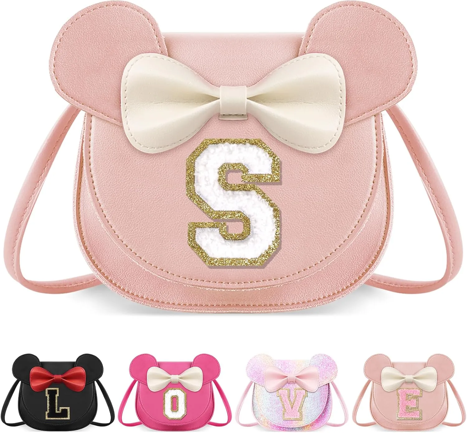Little Girl Toddler Purse - Cute Mouse Ear Bow Crossbody Bag for 2-8 Year Olds - Birthday Gift