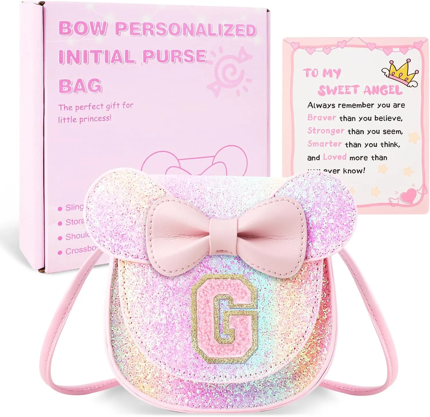 Little Girl Toddler Purse - Cute Mouse Ear Bow Crossbody Bag for 2-8 Year Olds - Birthday Gift