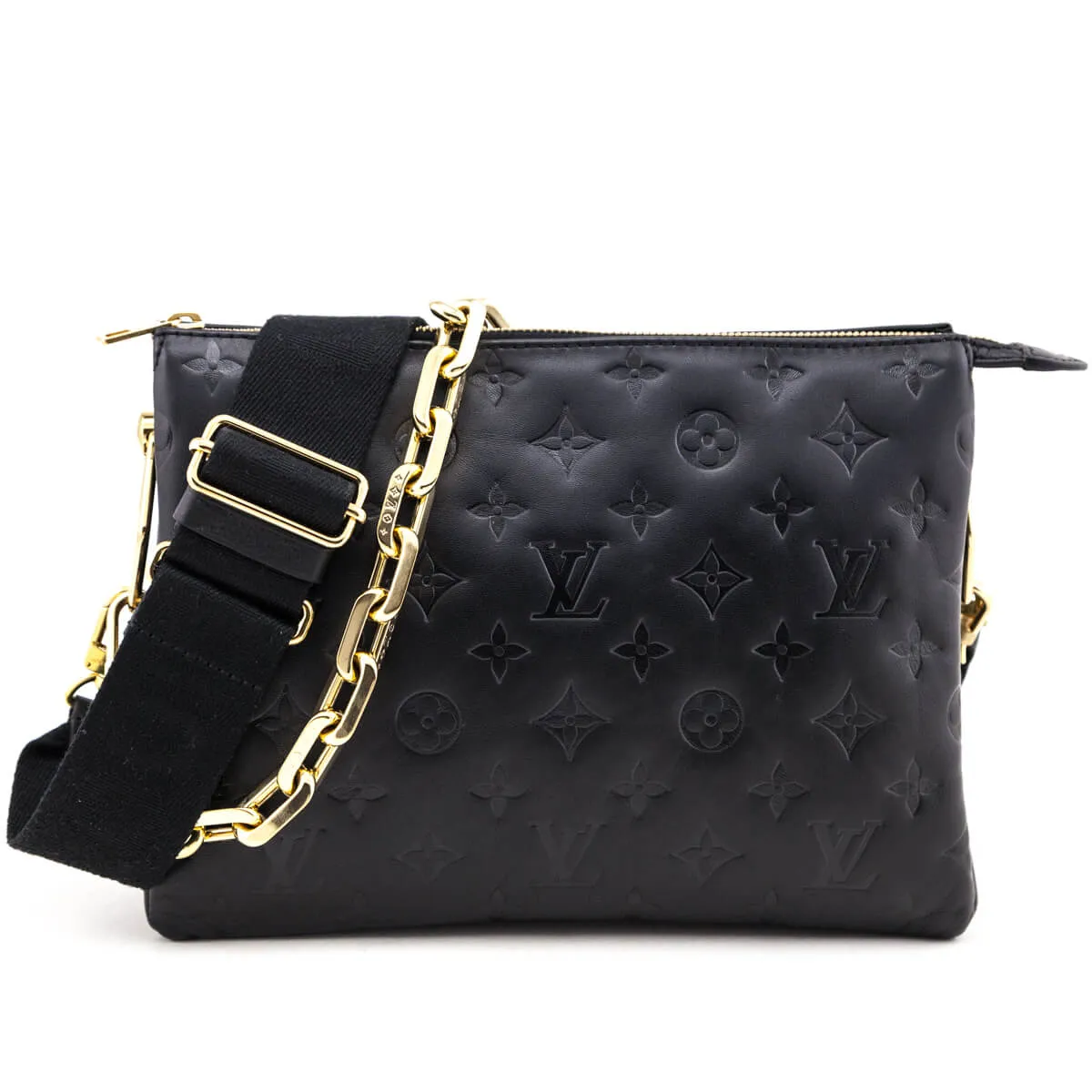 Louis Vuitton Black Monogram Embossed Lambskin Coussin PM