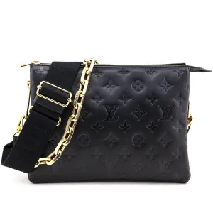 Louis Vuitton Black Monogram Embossed Lambskin Coussin PM