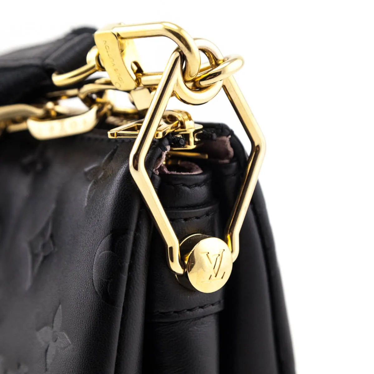 Louis Vuitton Black Monogram Embossed Lambskin Coussin PM