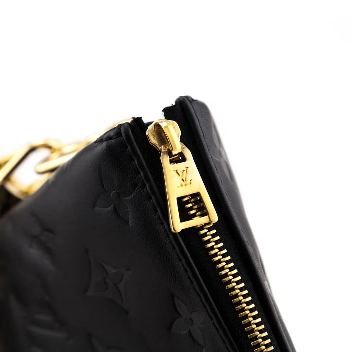 Louis Vuitton Black Monogram Embossed Lambskin Coussin PM