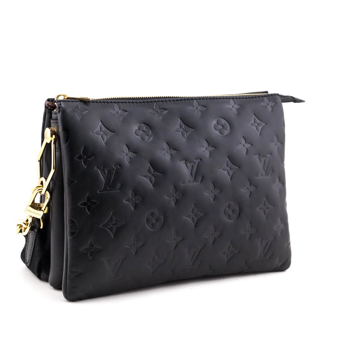 Louis Vuitton Black Monogram Embossed Lambskin Coussin PM