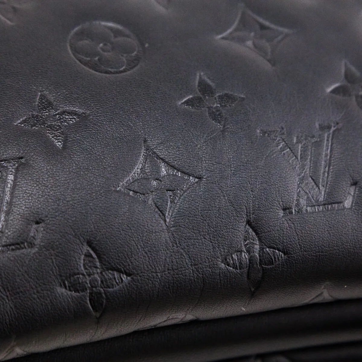 Louis Vuitton Black Monogram Embossed Lambskin Coussin PM
