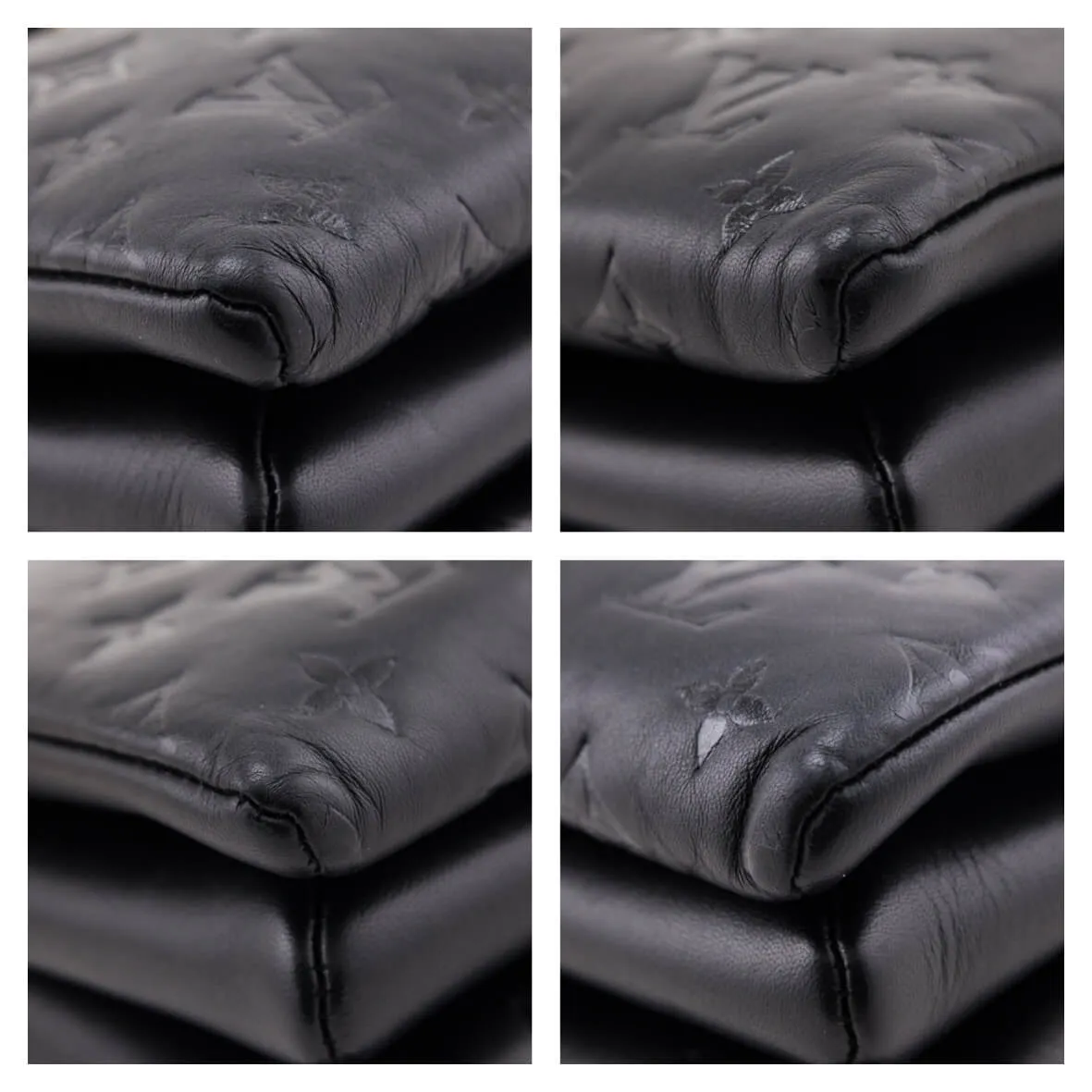 Louis Vuitton Black Monogram Embossed Lambskin Coussin PM